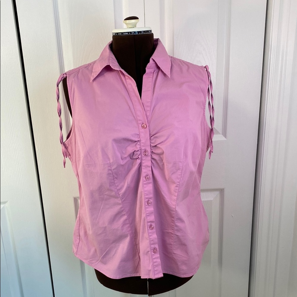 2 for $25 - Encore Jeans Pink Sleeveless Button Down Shirt 18 Plus